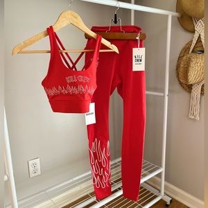 NWT 🔥Kill Crew 🔥Flame Sports Bra & Legging Set in Red, Size XS